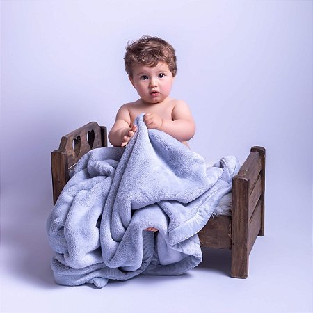 Cobertor Cosy Azul 100% Algodão - Laço Bebê