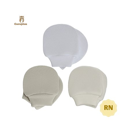 Kit Luvinha Com 3 Pares Na Cor BG/BR /CR 100% Algodão Egípcio Prematuro - Corujitos