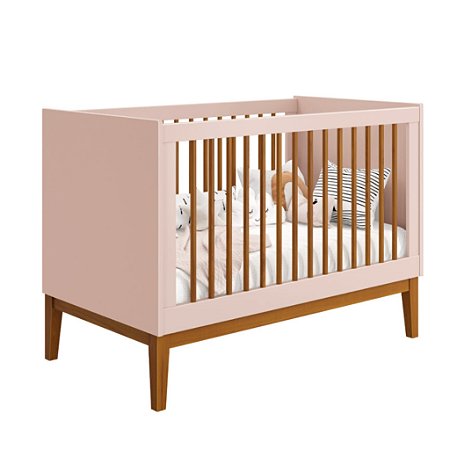 Berço Noah Wood Classic Rosa Fosco - Reller