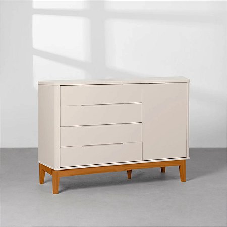 Cômoda Sapateira Boom 4 Gavetas 1 Porta Areia Fosco - Reller