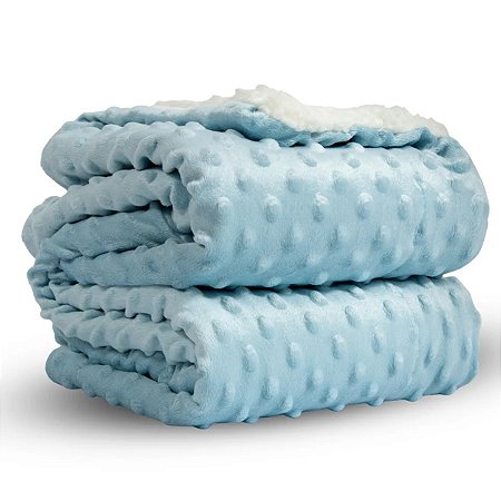 Cobertor Manta Carneirinho Pipoquinha Azul Bebê -  Nenem
