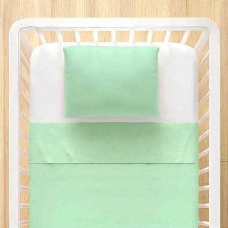 Jogo de Lencol Bebe Berco Americano 3 Pecas Verde e Branco -  Nenem