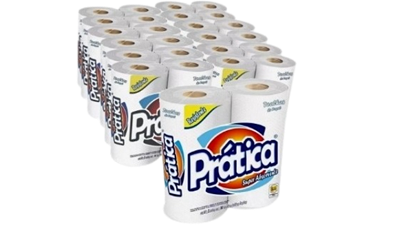 PAPEL TOALHA PRÁTICA (FARDO C/12 PACOTES - C/2 ROLOS EM CADA EMBALAGEM )