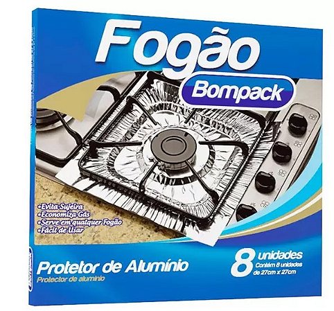 PROTETOR FOGÃO BOMPACK 27X27 CM C/8 UNID