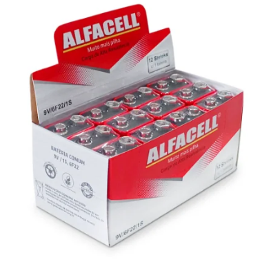 Caixa de Pilha Alfacell 9V (c/ 12 Unidades)