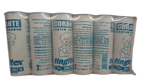 Corante Para Tecido Tingitex 45 Gramas (Azul Jeans 18) -  (Caixa c/ 42 Unidades)