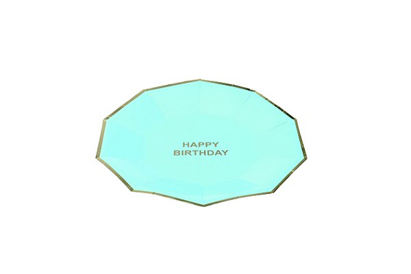 Prato de papel happy birthday azul bebê (10 un)