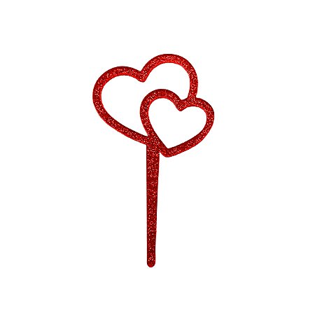 Topo de bolo corações vermelho com glitter (01 un)