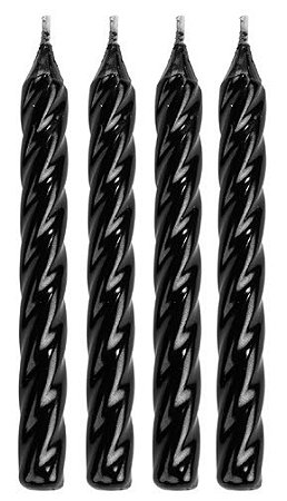 Vela espiral preta metalizada 8cm (8un)