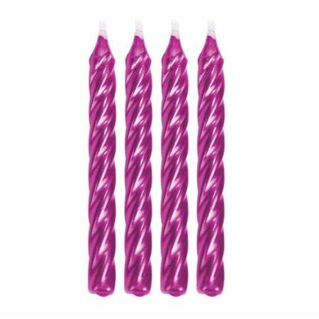 Vela espiral rosa metalizada 8cm (08un)