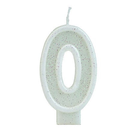 Vela numeral branca basic glitter (01un)