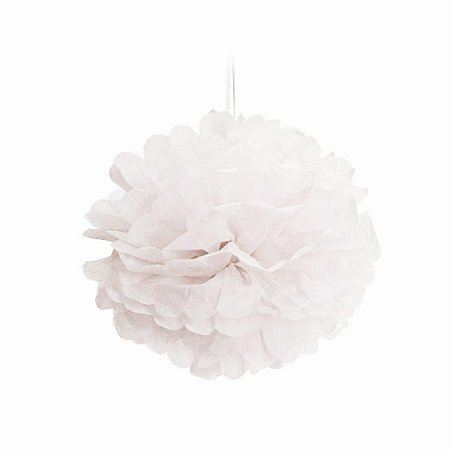 Pompom decorativo branco 40cm (02 un)