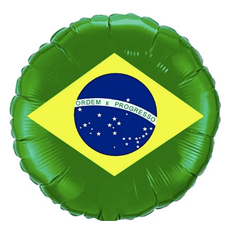 Balão redondo metalizado brasil (01 un)
