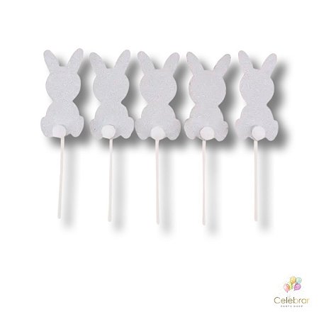Toppers coelho prata (5 un)