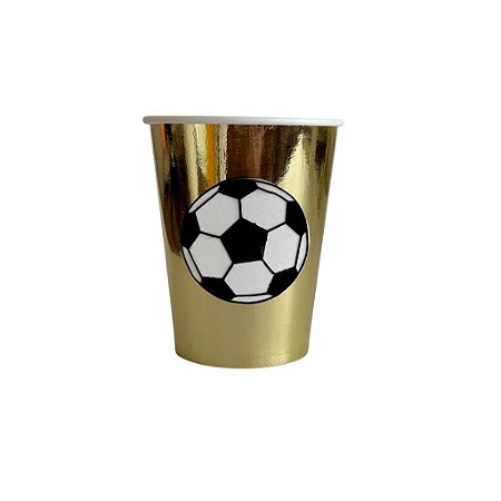 Copo bola de futebol dourado (10 unidades)