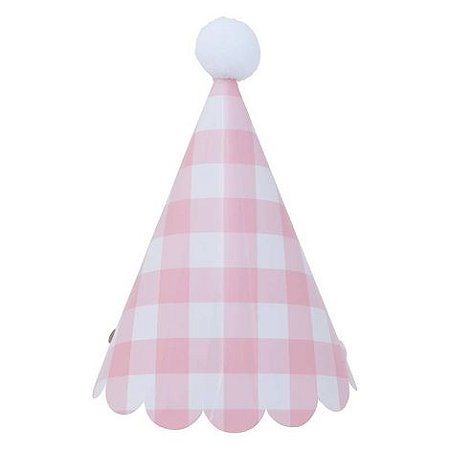 Chapéu de festa xadrez rosa (5 unidades)