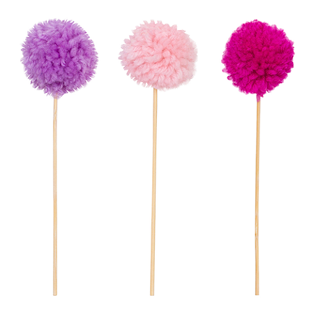 Topo de bolo trio pompom rosa