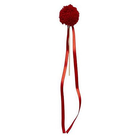 Topo de bolo pompom com fitilhos vermelho (1un)