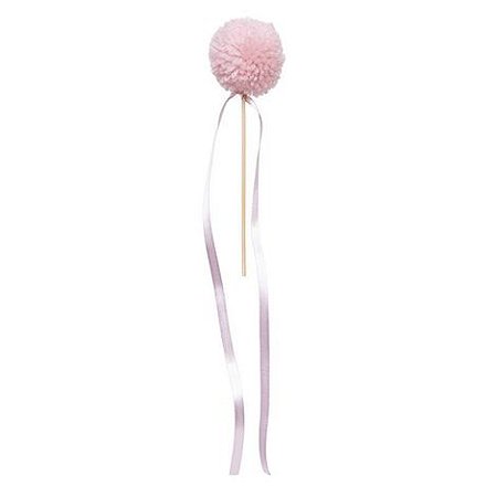 Topo de bolo pompom com fitilhos rosa blush (1un)