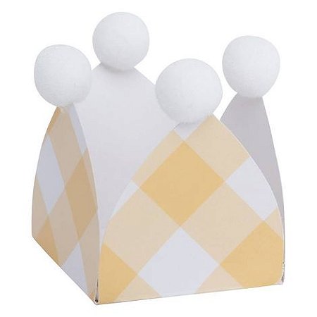 Forminhas para doces com pompom xadrez aveia (20 unidades)