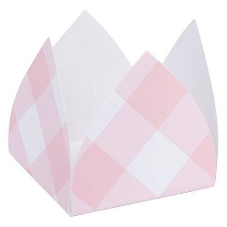Forminha para doces xadrez rosa (20 unidades)