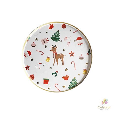 Prato de papel natal (8 unidades)