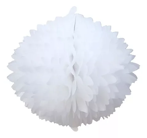 Bola pompom recortada branco 13cm