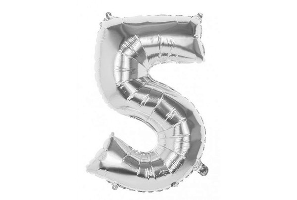Balão numeral 5 prata metalizado (1 un)
