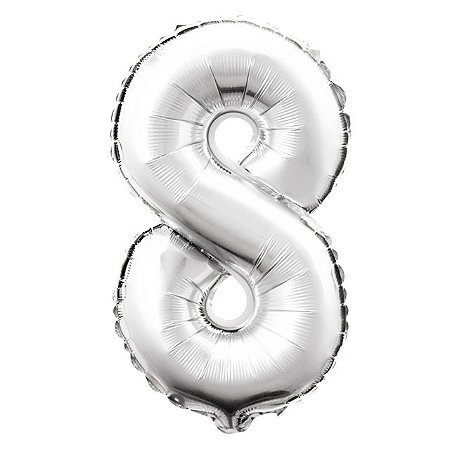 Balão numeral 8 prata metalizado (1 un)