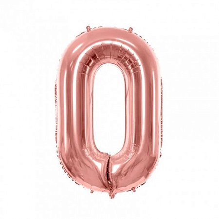 Balão numeral 0 rose gold metalizado (1 un)