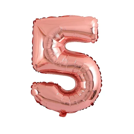 Balão numeral 5 rose gold metalizado (1 un)