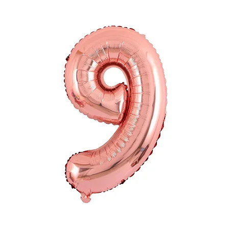 Balão numeral 9 rose gold metalizado (1 un)