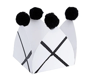 Forminha para doces com pompom Grid preto e branco (20 und)