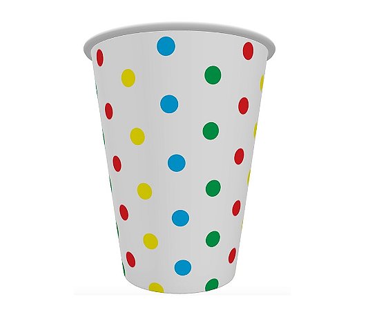 Copo de papel poá colorido (10 und)