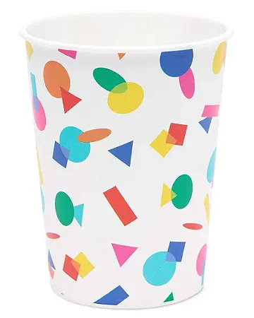 Copo de papel formas geométricas coloridas (10 und)
