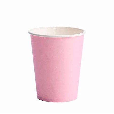 Copo de papel liso rosa bebe(10 un)