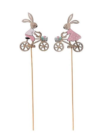 Picks decorativos coelhos na bike (2un)