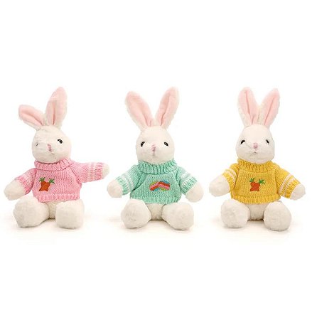 Coelhos Decorativos de Pelúcia com Suéter de Tricot (1un)