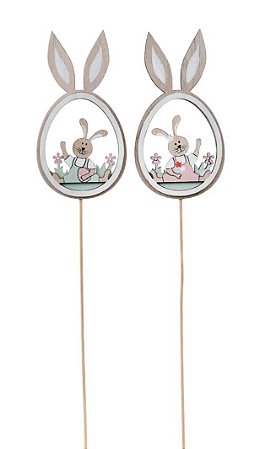 Picks decorativos ovo com coelho (2un)
