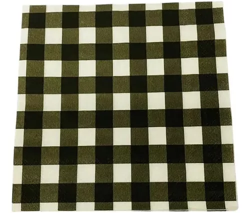 Guardanapo de papel xadrez preto e branco (20 un)