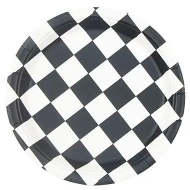 Prato de papel xadrez preto (10 un)