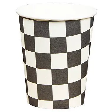 Copo de papel xadrez preto (10 un)