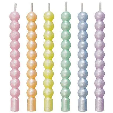 Vela palito espiral metalizada candy color (6 un)