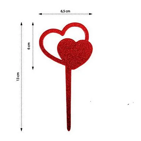 Topo de bolo corações vermelho (01 un)