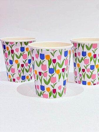 Copo de papel tulipas (8un)