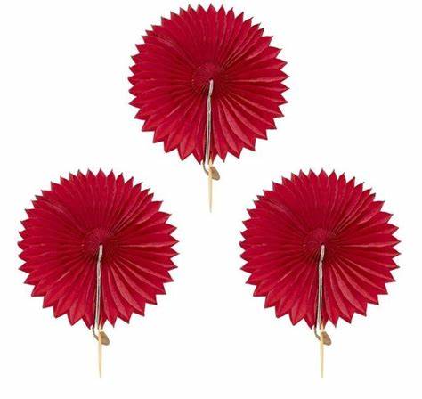 Mini Leque toppers vermelho (3 und)