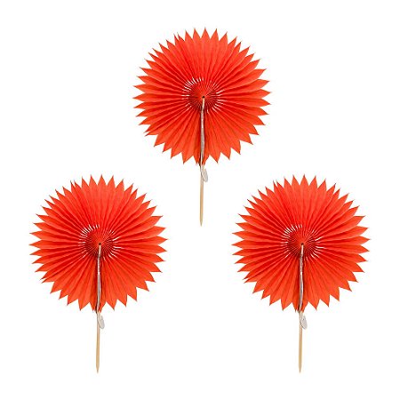 Mini Leque toppers laranja (3 und)
