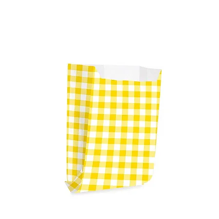 Saquinho de papel amarelo xadrez (50 und)