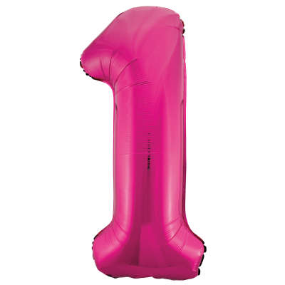 Balão numeral 1 rosa metalizado (1 un)