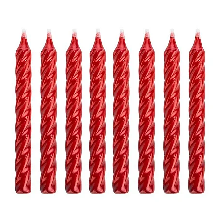 Vela espiral vermelho metalizada 8cm (8un)